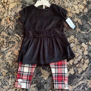 Velour top and plaid legging set